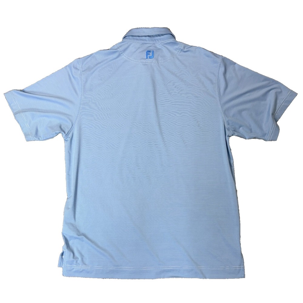 FootJoy Polo Shirt Mens Blue Gray Striped Performance Stretch Golf Light - Picture 2 of 5